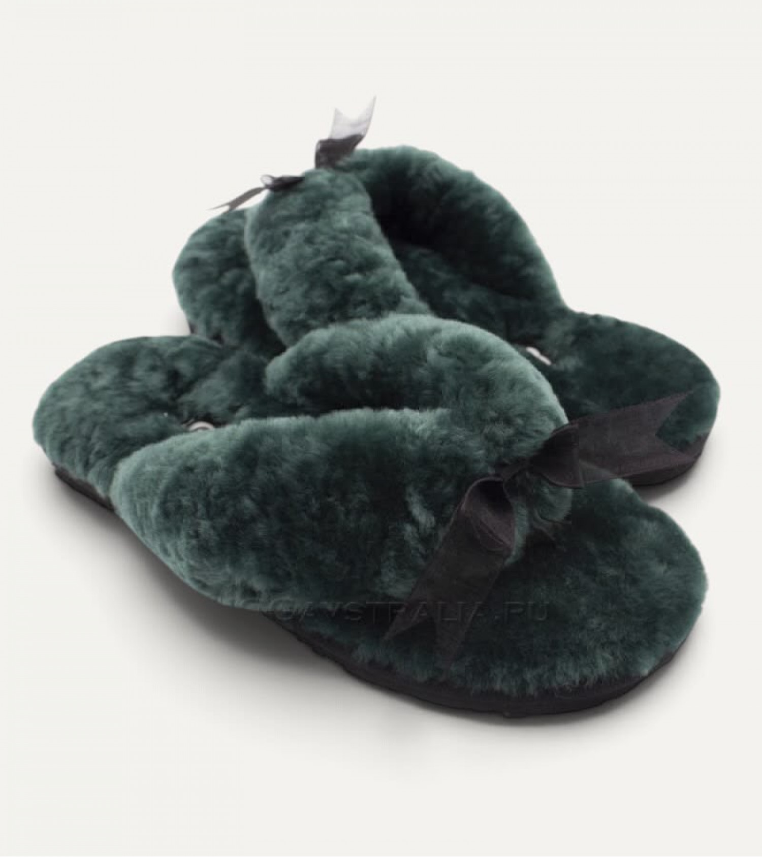Меховые Вьетнамки Fluff flip flop - Emerald