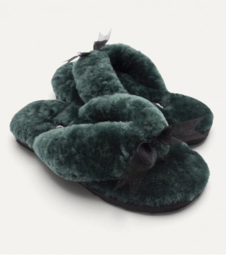Меховые Вьетнамки Fluff flip flop - Emerald