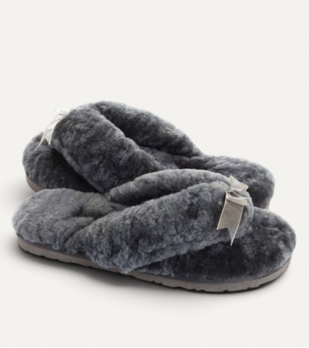 Меховые Вьетнамки Fluff flip flop - Grey