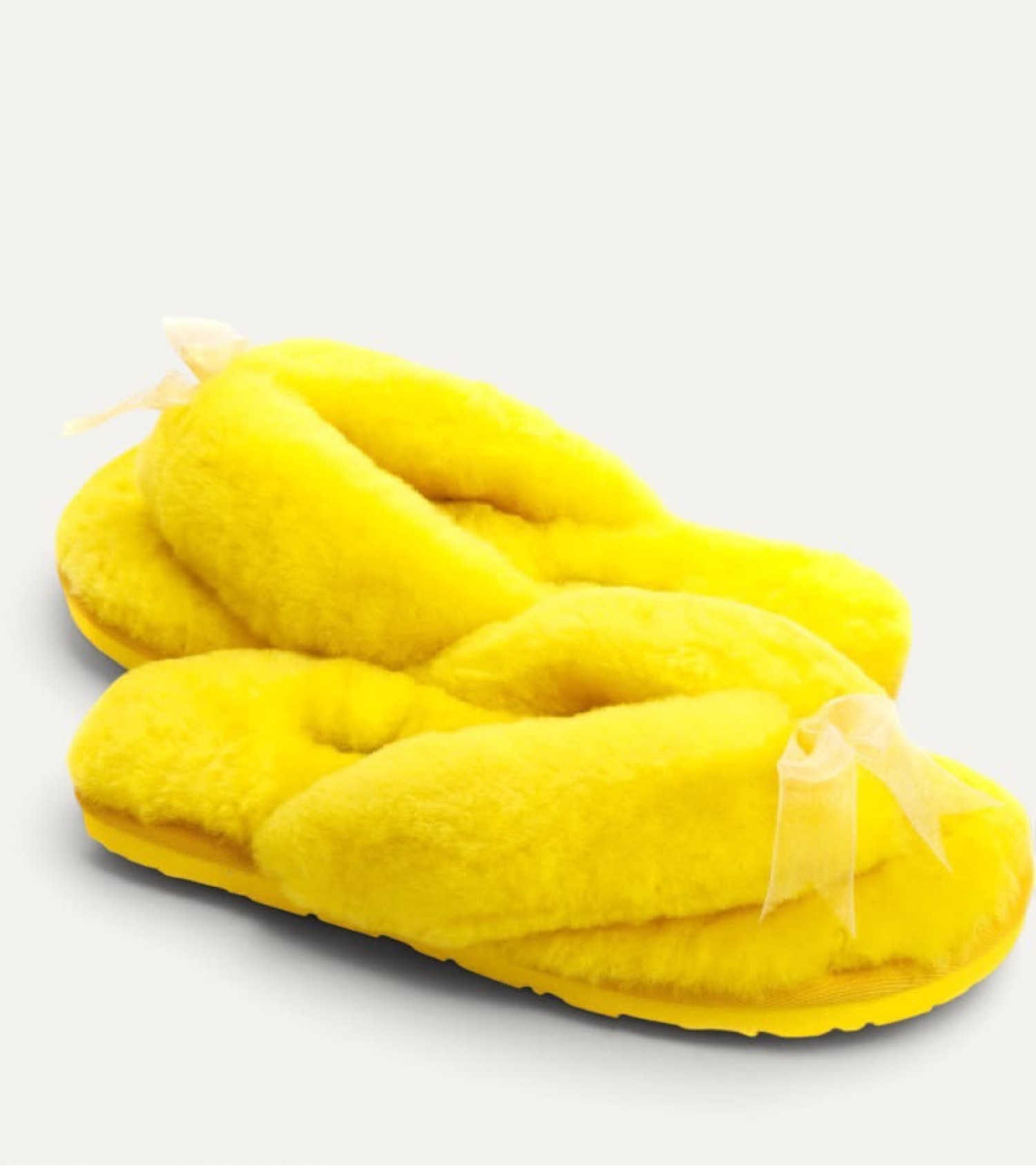Меховые Вьетнамки Fluff flip flop - Yellow
