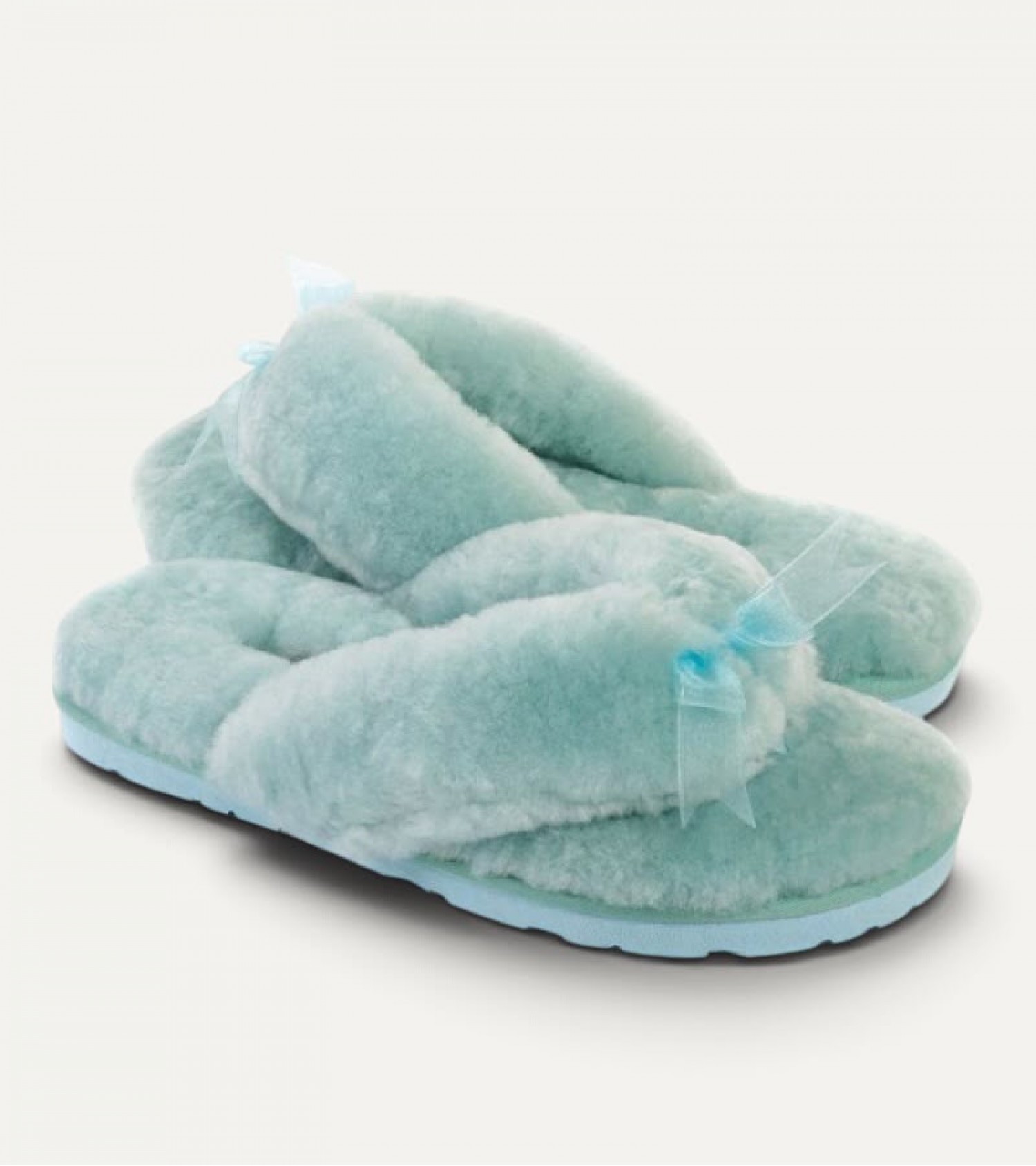 Меховые Вьетнамки Fluff flip flop - Mint