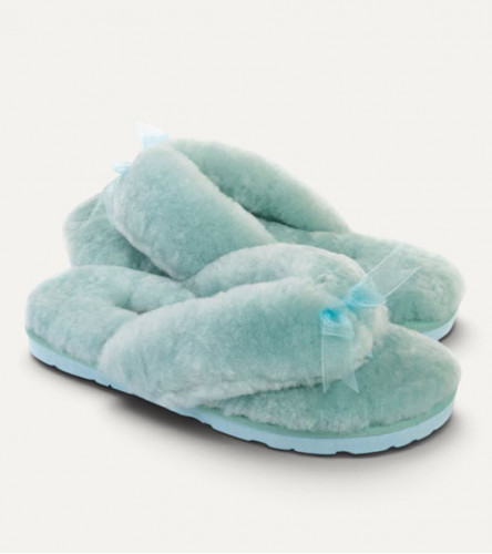 Меховые Вьетнамки Fluff flip flop - Mint