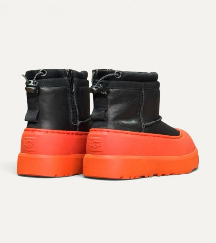 UGG Kids Mini Hybrid - Leather Black/Orange