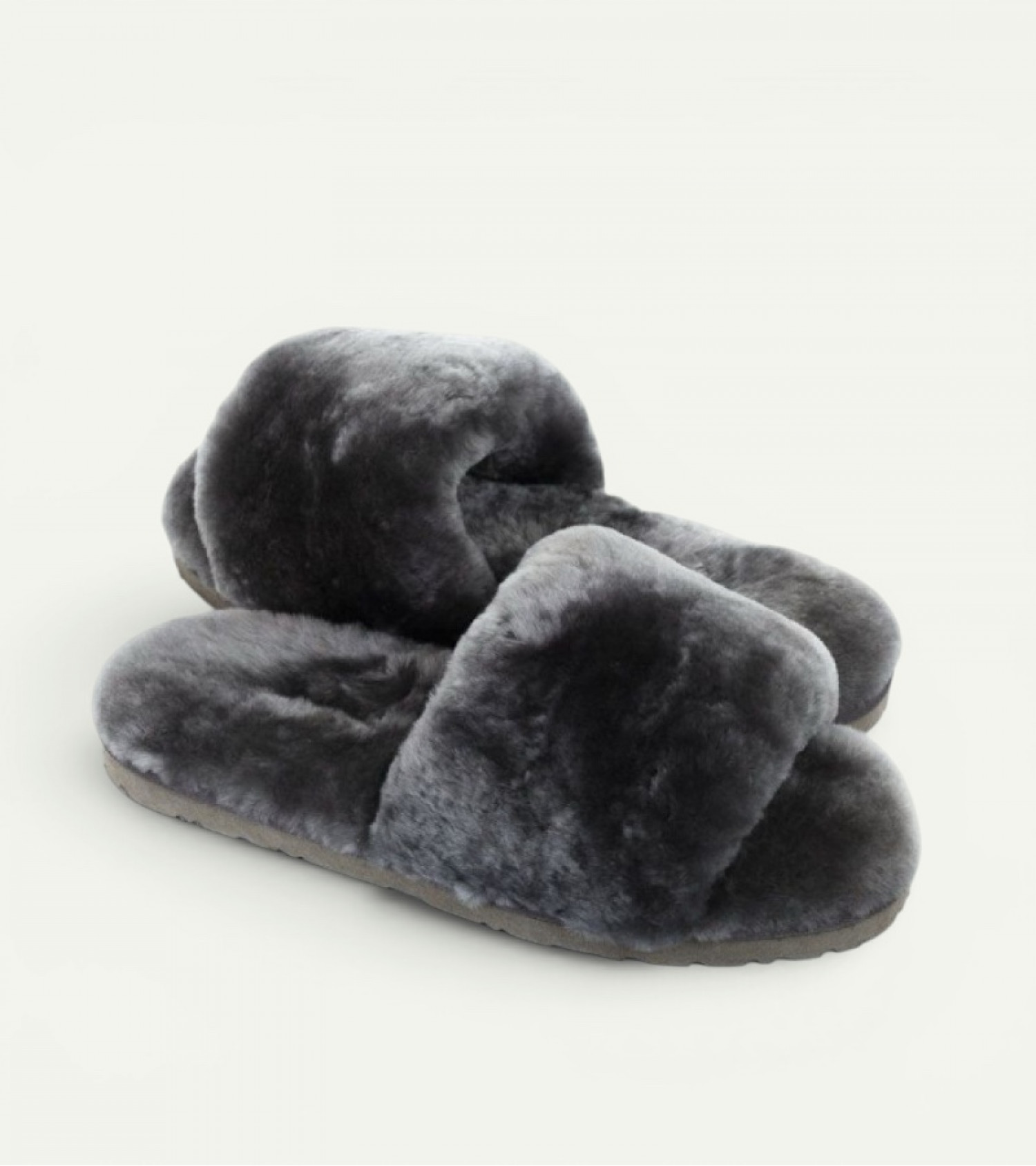 Меховые Тапочки FLUFF Slides - Grey
