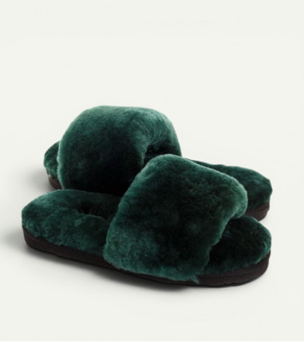 Меховые Тапочки FLUFF Slides - Emerald