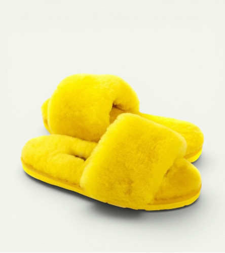 Меховые Тапочки FLUFF Slides - Yellow