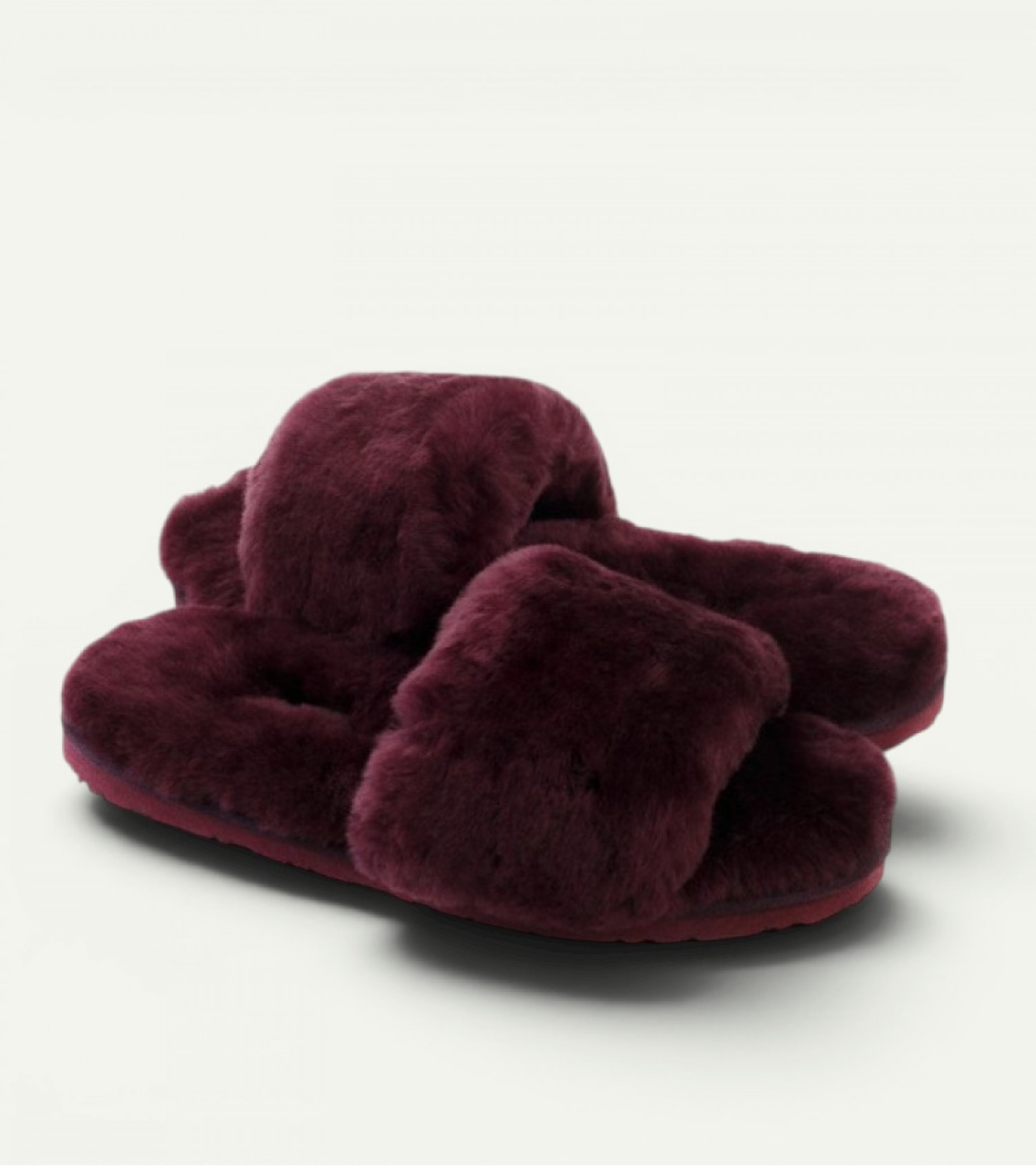 Меховые Тапочки FLUFF Slides - Maroon 