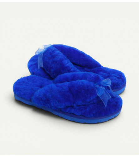 Меховые Вьетнамки Fluff flip flop - Blue