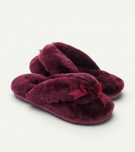 Меховые Вьетнамки Fluff flip flop - Maroon