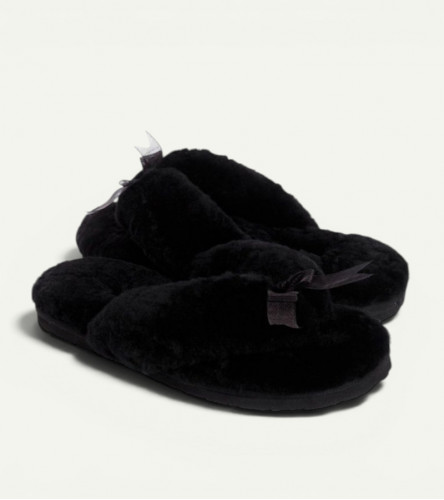 Меховые Вьетнамки Fluff flip flop - Black