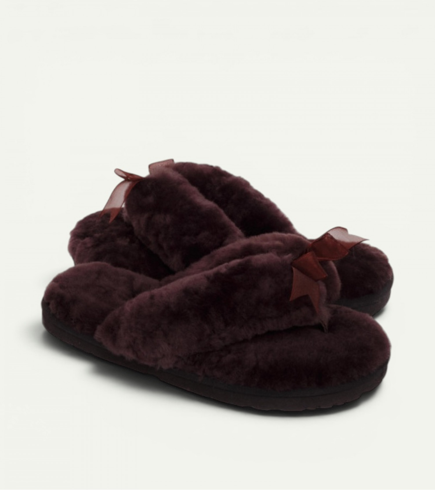 Меховые Вьетнамки Fluff flip flop - Chocolate
