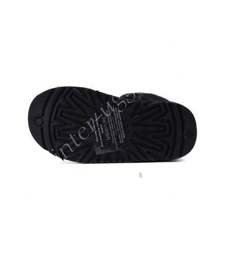 UGG Kids Classic Short Zip Leather - Black